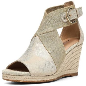 NYDJ Women's Charisma Espadrille Wedge Sandal, Size 6.5M METALLIC GOLD