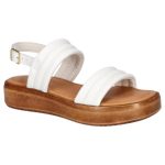 Bella Vita Women's Ode-Italy White Italian Leather Flat Sandal Size 9.5 WW Wide