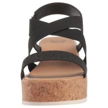 EVANS Women Extra Wide Fit Phoebe Cork Flatform Size 9W BLACK