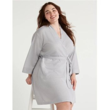 Joyspun Women’s Waffle Kimono Robe, Size S (4-6)