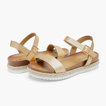 DREAM PAIRS Women’s Open Toe Ankle Strap Espadrille Platform Buckle Sandal GOLD