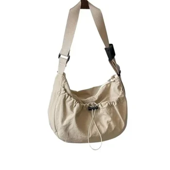 Crescent Bag Nylon Crossbody Bag for Women Beige