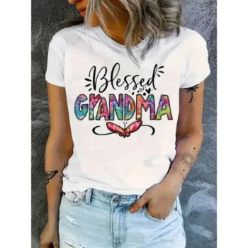 "Blessed Grandma" - Comfy, Casual Short Sleeve Crew Neck Women T-shirt